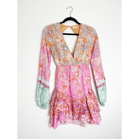 Hemant & Nandita Sidra Mini Dress Size XS Embroidered Cut Out Colorful - Picture 3 of 14